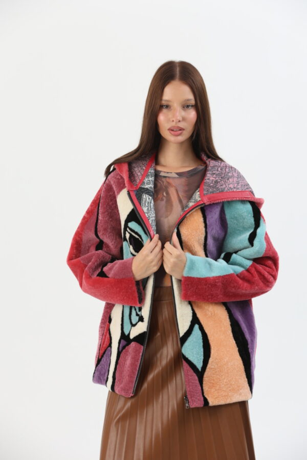 Mila Mixed Color Shearling Jacket (1) - 1