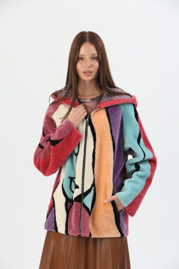 Mila Mixed Color Shearling Jacket (11) - 8