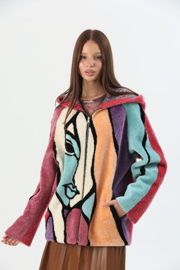 Mila Mixed Color Shearling Jacket (12) - 9