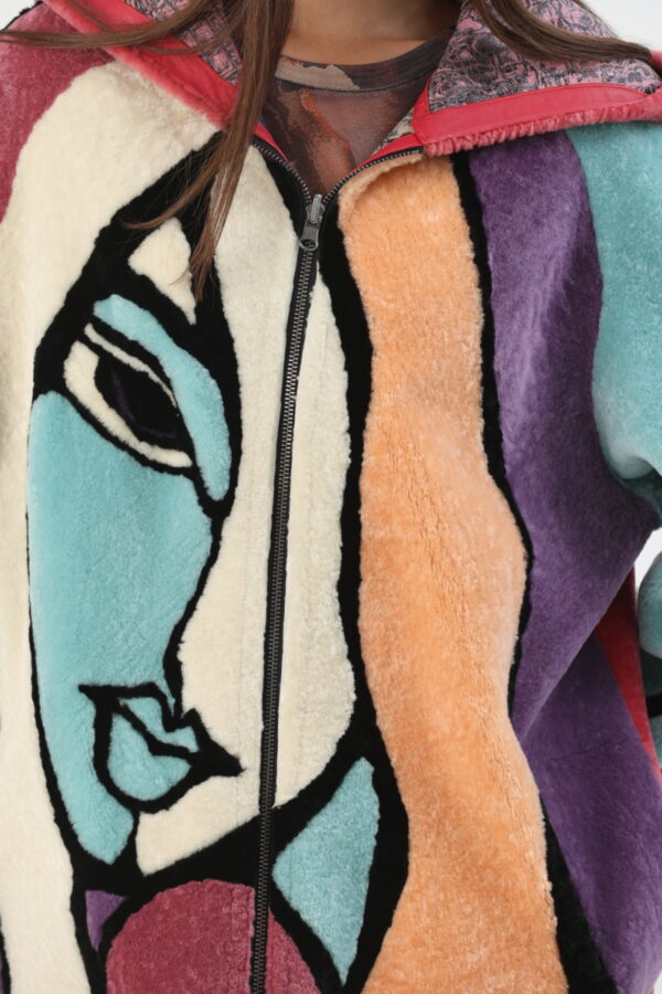 Mila Mixed Color Shearling Jacket (13) - 10