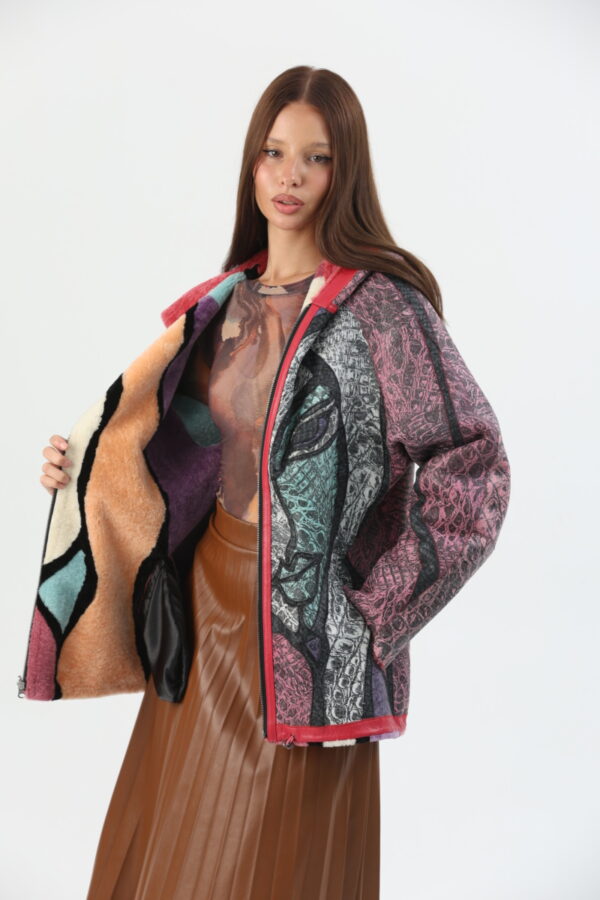 Mila Mixed Color Shearling Jacket (18) - 13