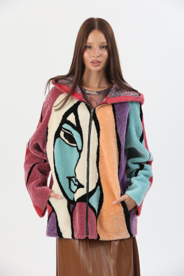 Mila Mixed Color Shearling Jacket (9) - 7