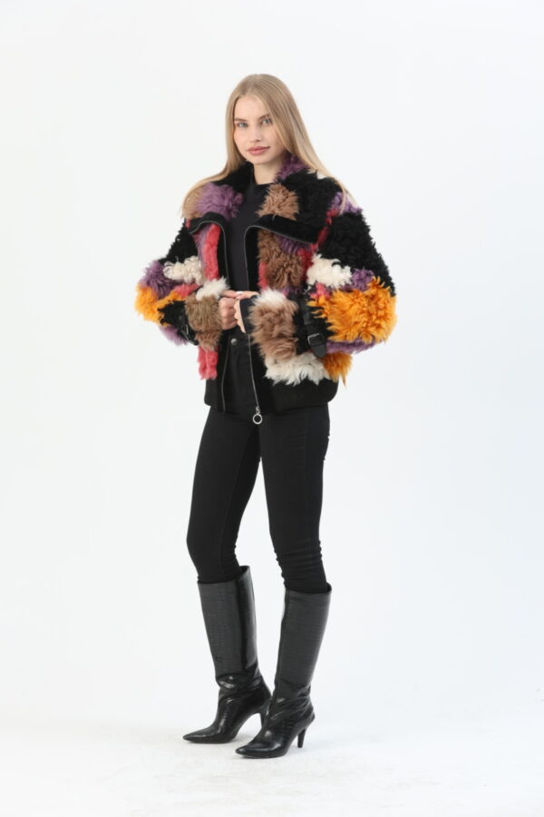 audrey sheepskin jacket- mix color (2) - 1