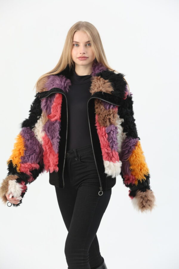 audrey sheepskin jacket- mix color (4) - 2